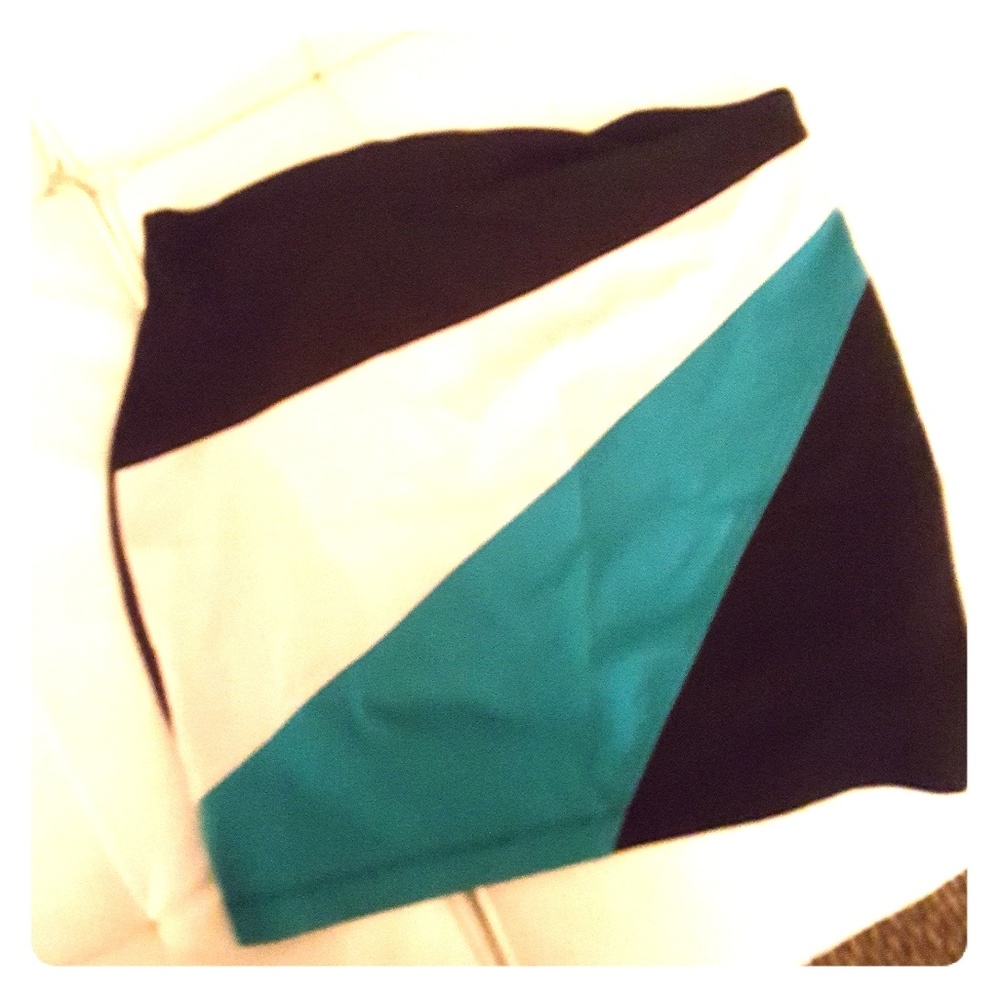 Striped mini pencil/tube skirt